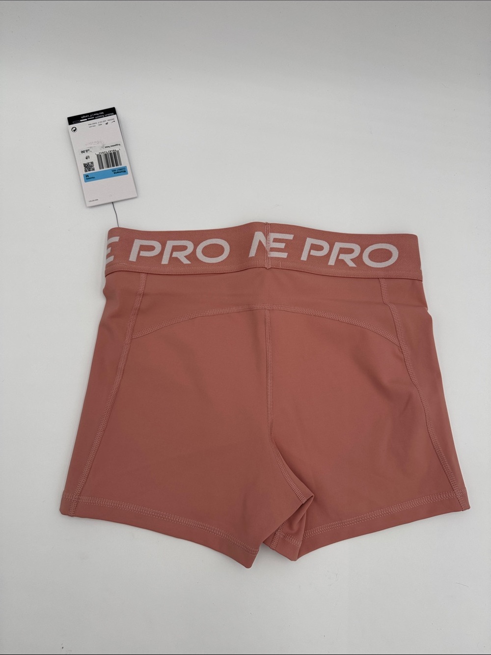 Nike Pro Women's Dusty Rose Bike Shorts with White Logo - Picture 2 of 2